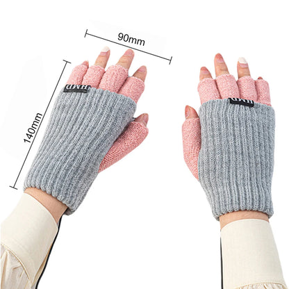 Heated Wool Gloves USB Fingerless